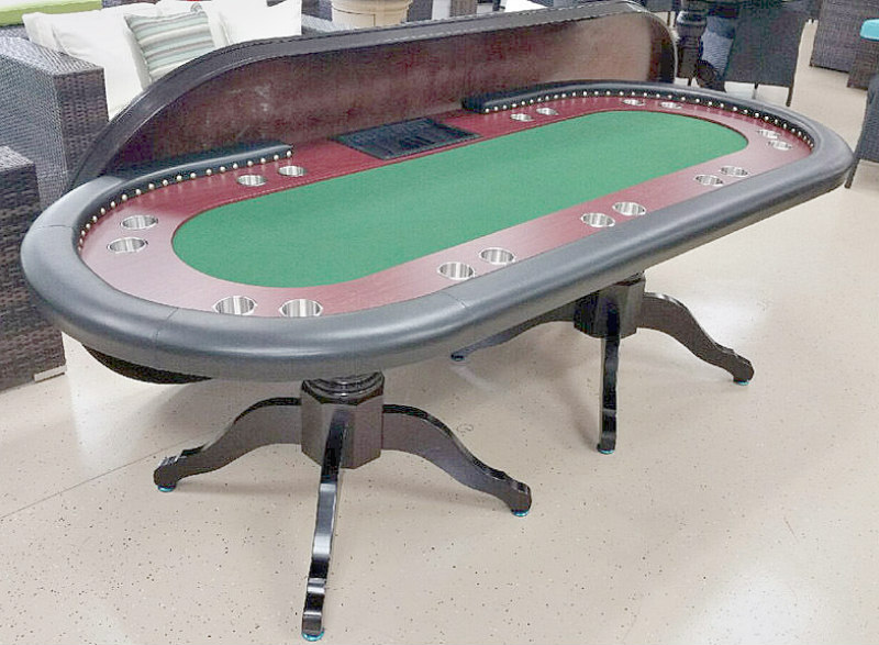 POKER TABLE 94" SOLID WOOD 10 Player Texas Holdem Card Games Plus