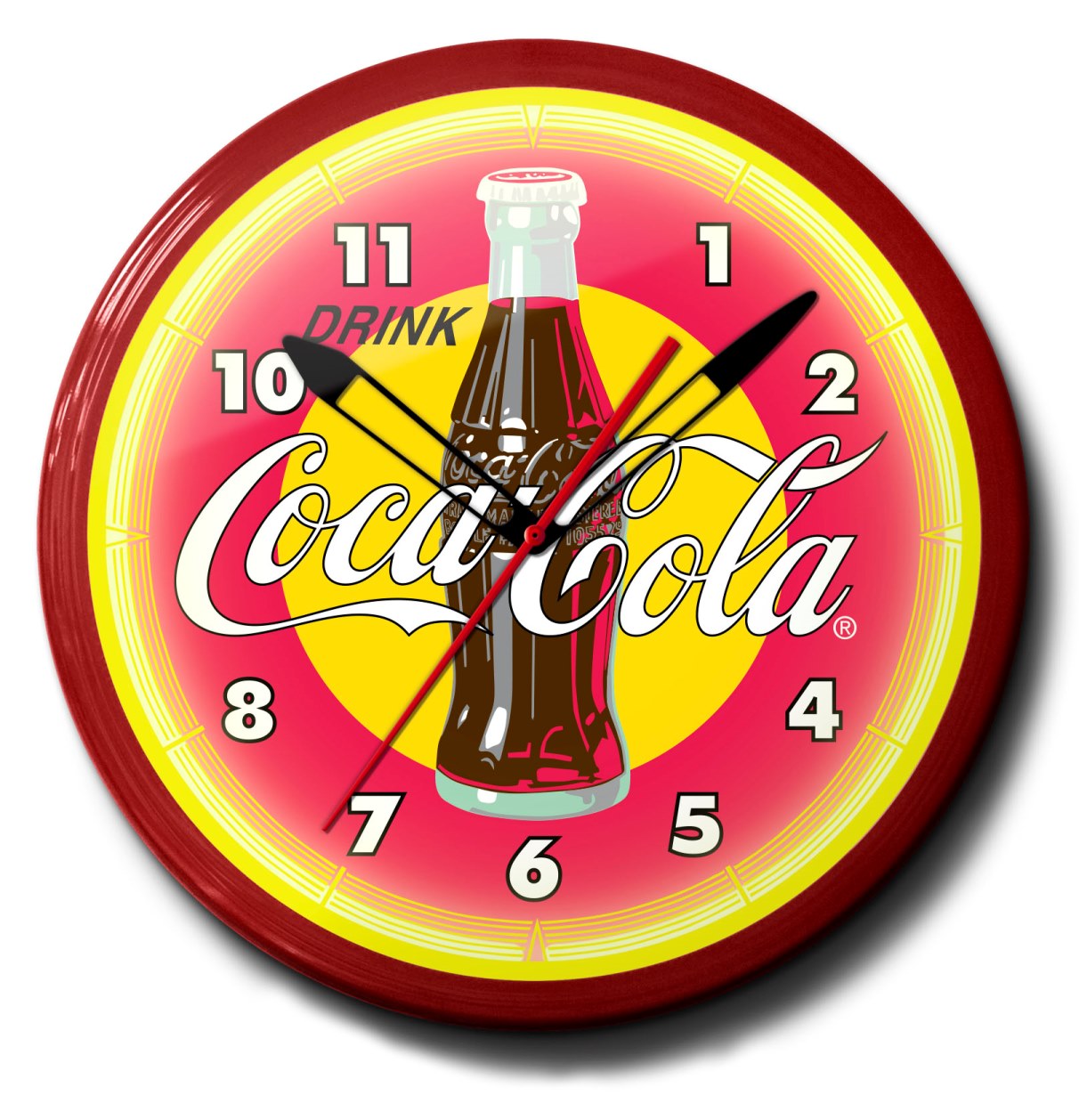 COCA COLA COKE BOTTLE Neon Aluminum 20" Wall Clock Made USA 1 Yr