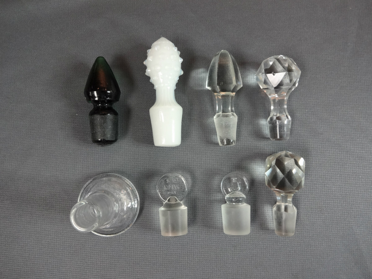 Vintage Cut Glass Perfume And Decanter Bottle Stoppers Milk Glass Kimax Bell Ebay