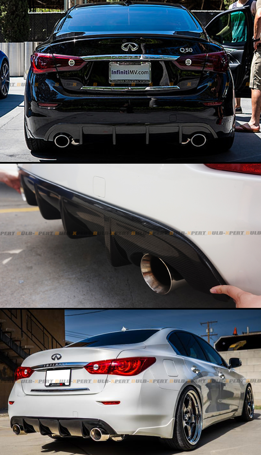 GLOSSY CARBON FIBER S STYLE REAR BUMPER DIFFUSER BODY KIT LIP FOR