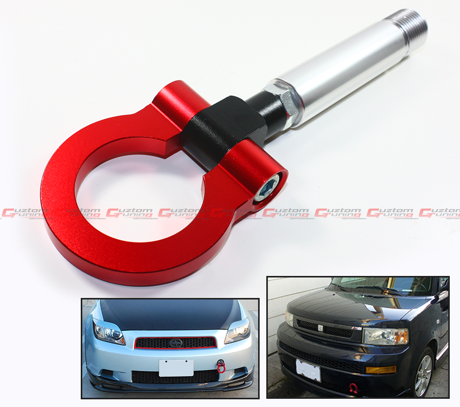RED JDM BILLET FOLDING RING SCREW ON BUMPER TOW HOOK FOR SCION XB tC XA