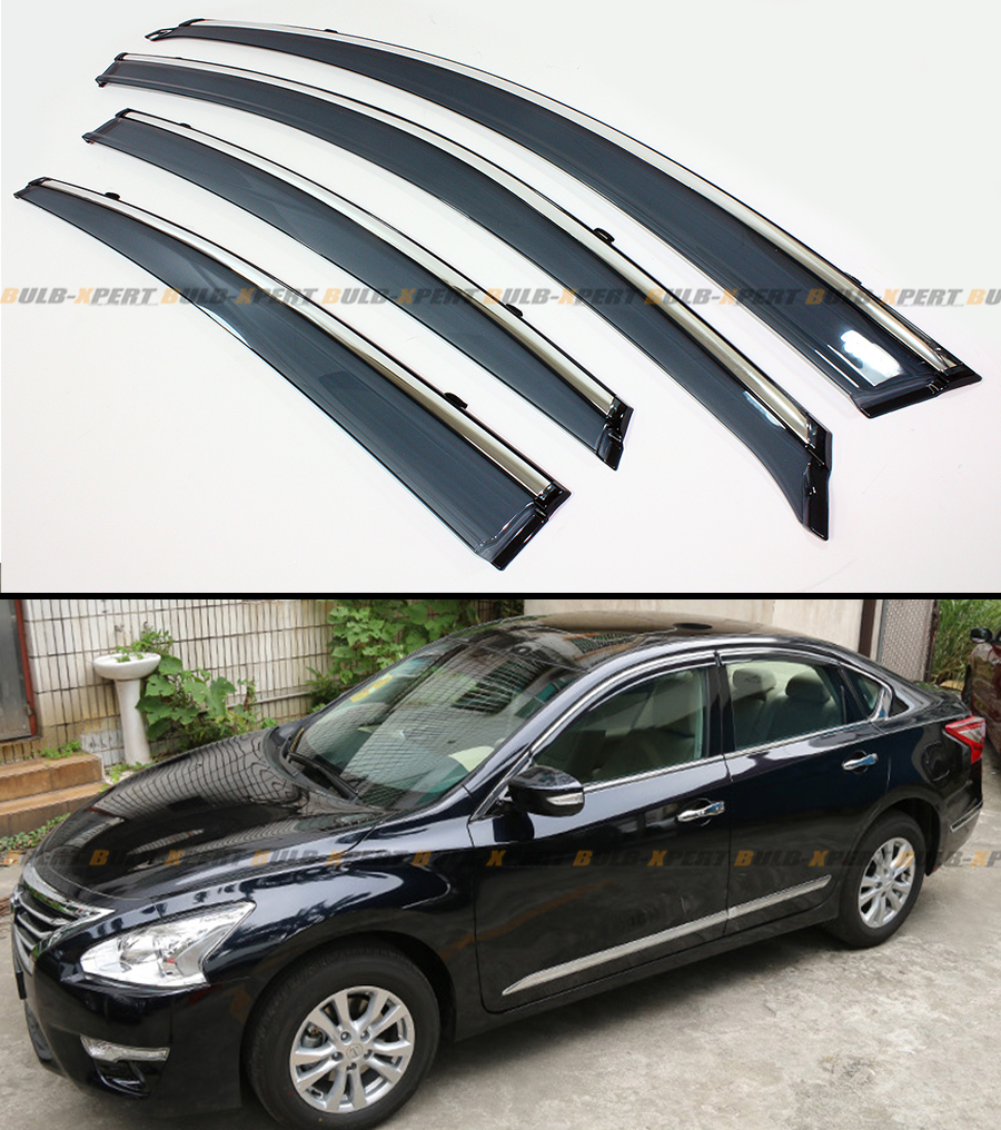 CLIPON TYPE SMOKE WINDOW VISOR W/ CHROME TRIM FOR 201315 NISSAN