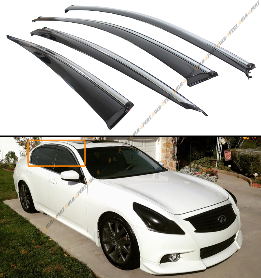CLIPON TYPE SMOKE WINDOW VISOR W/ CHROME TRIM FOR 0715 INFINITI G35