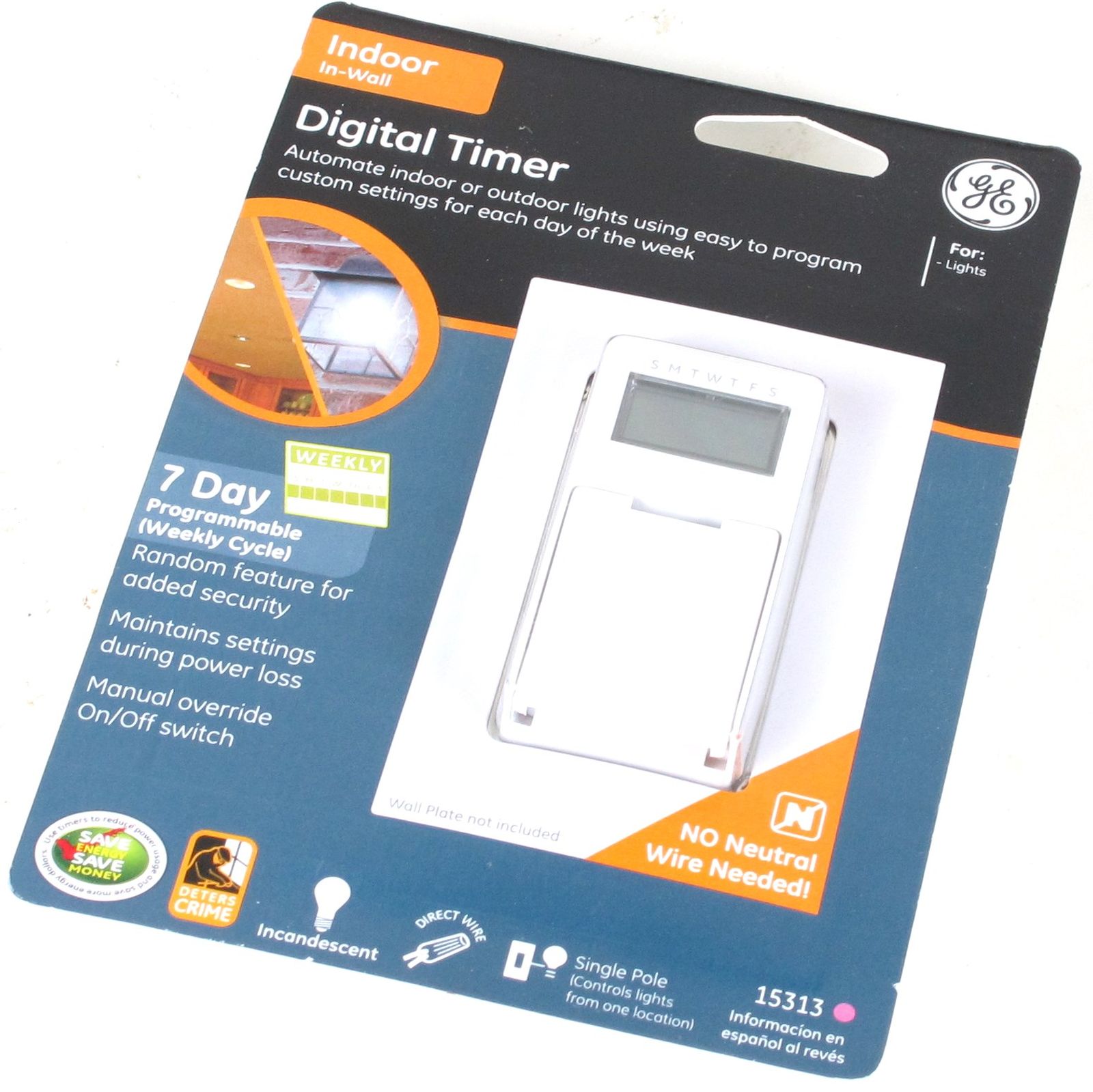 GE 5 Amp Indoor InWall Digital Countdown Timer 15313