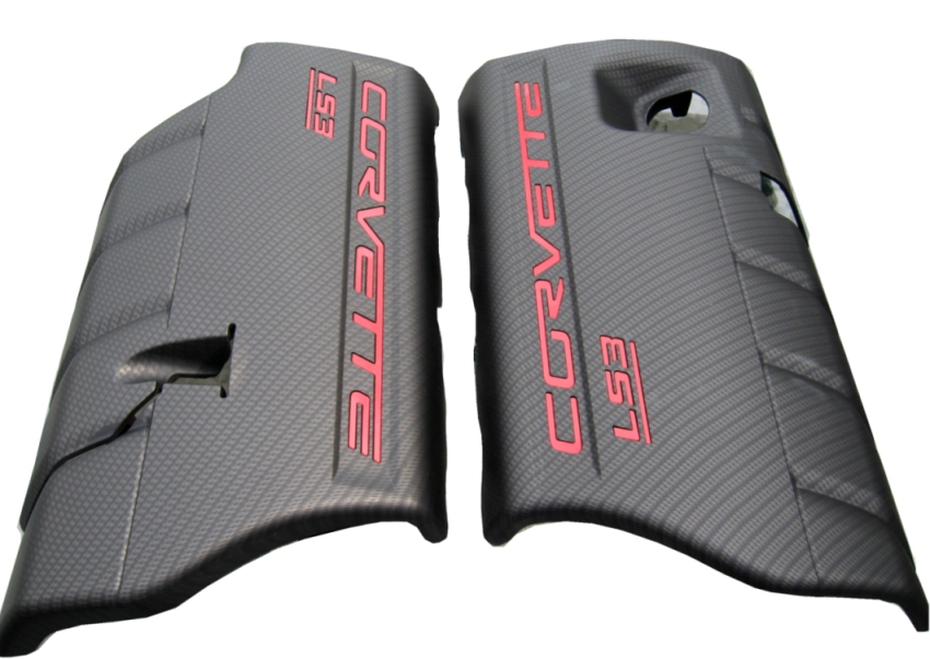 Corvette C6 LS3 GM Fuel Rail Covers in Carbon Fiber Look Red or Yellow