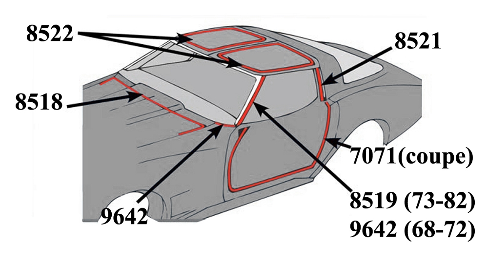 19701977 C3 Corvette Coupe Body Weatherstrip Complete Kit eBay
