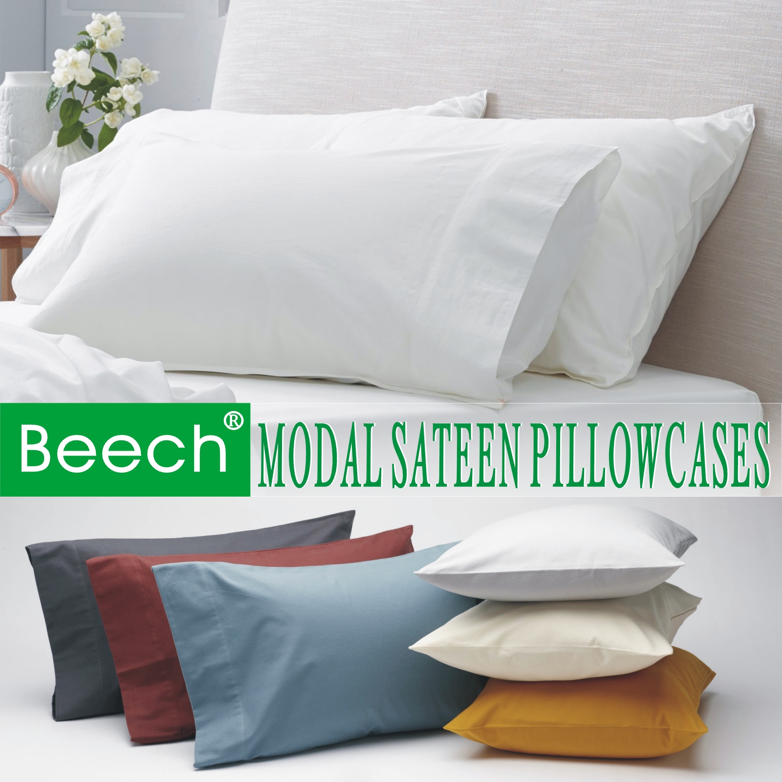 Highest Quality Pillowcase Set (2Piece) Top Brand Pure Beech 100