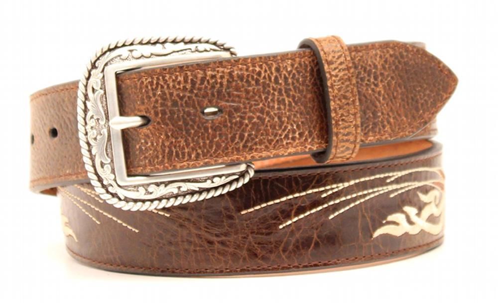 Ariat Western Mens Belt Leather Bold Embroidered Brown A1017602, Cowboy Belts, Wallets, Shirts ...