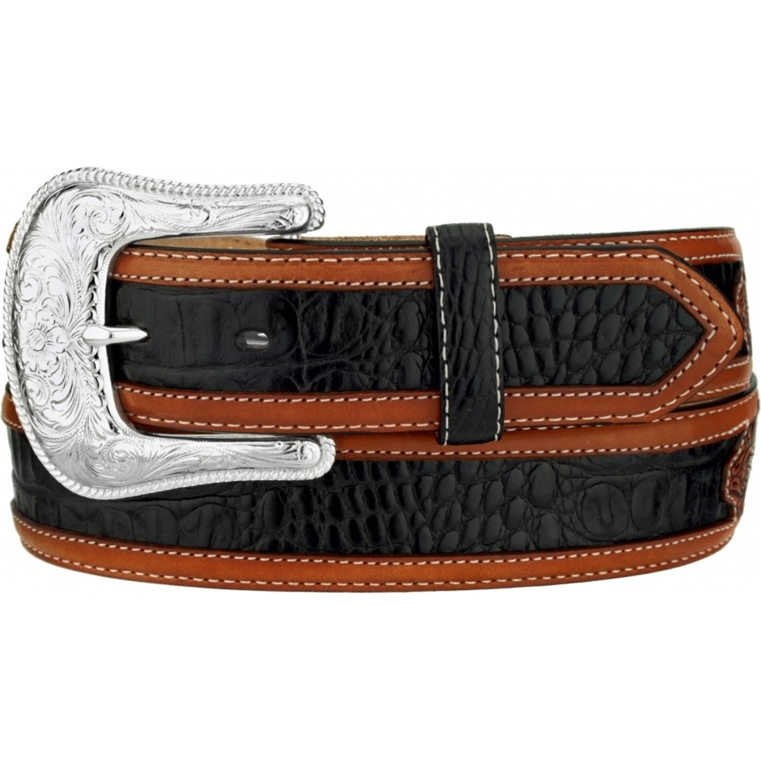 ARIAT Men's Ostrich Print Circle Concho Belt - Western Style Buckle