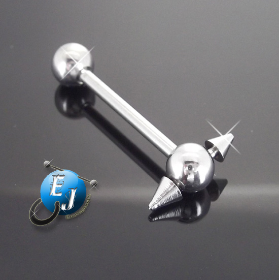 Spike or Ball Spinner Slave 14G 5/8" Tongue Ring Barbell Steel Body