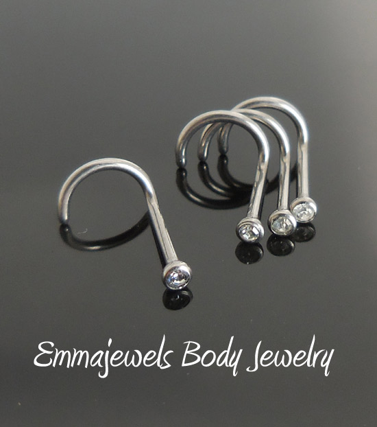 NEW Lot 2mm Crystal Solid Titanium Nickel Free Nose Piercing Screws