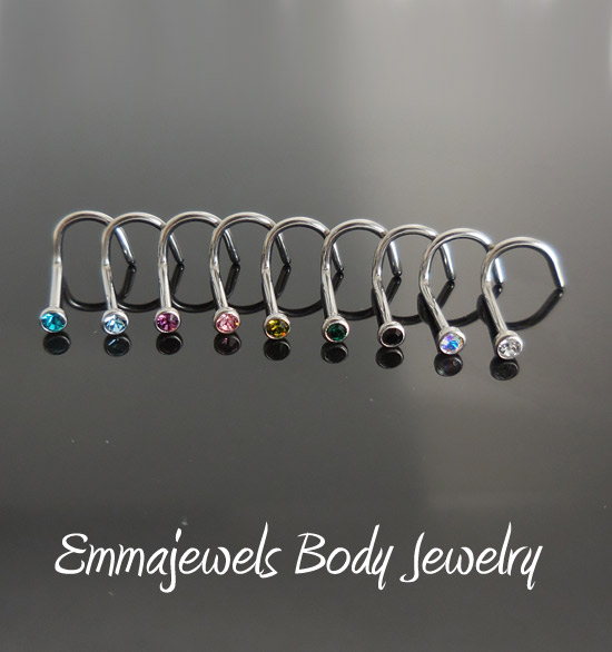 NEW Lot 2mm Crystal Solid Titanium Nickel Free Nose Piercing Screws