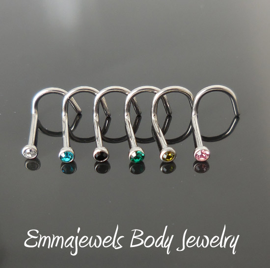 NEW Lot 2mm Crystal Solid Titanium Nickel Free Nose Piercing Screws