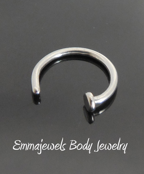 Nickel Free Nose Hoop Ring Stud Piercing Solid Titanium Jewelry 18g 10mm or 8mm | eBay