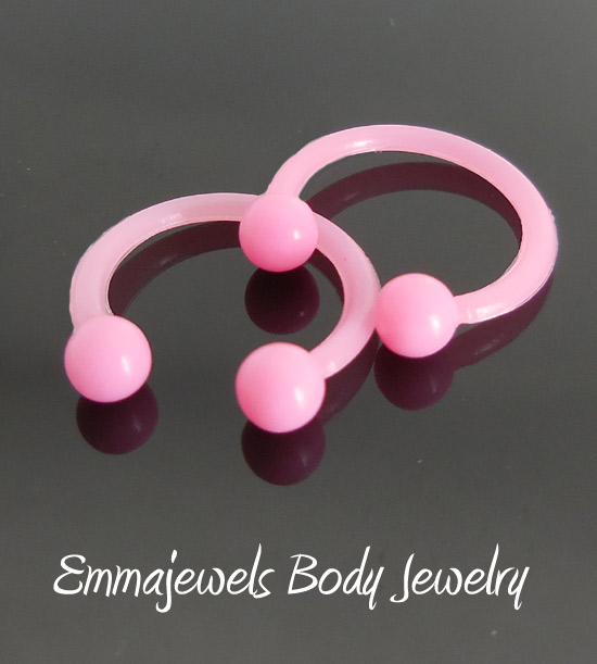 Pair 16G Flexible Choose Color Acrylic 10mm Horseshoe Septum Nose