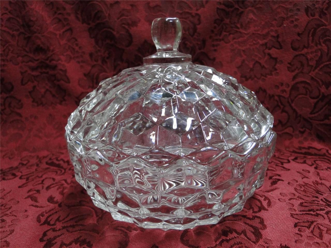 Fostoria American Clear Candy Dish with Lid 5 1/4" tall, Dishes Encore