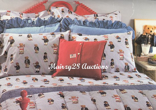 new ralph lauren polo teddy bear blue stripe 4pc queen new ralph lauren polo teddy bear blue stripe 4pc queen