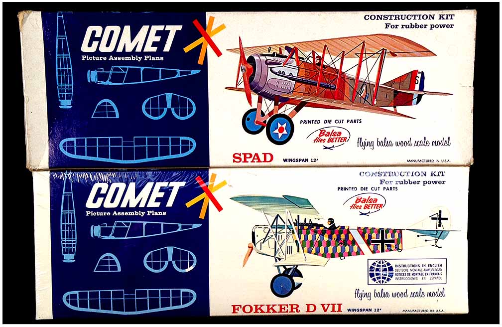 Comet FOKKER D.VII & SPAD XIII Balsa Flying Model Kits!