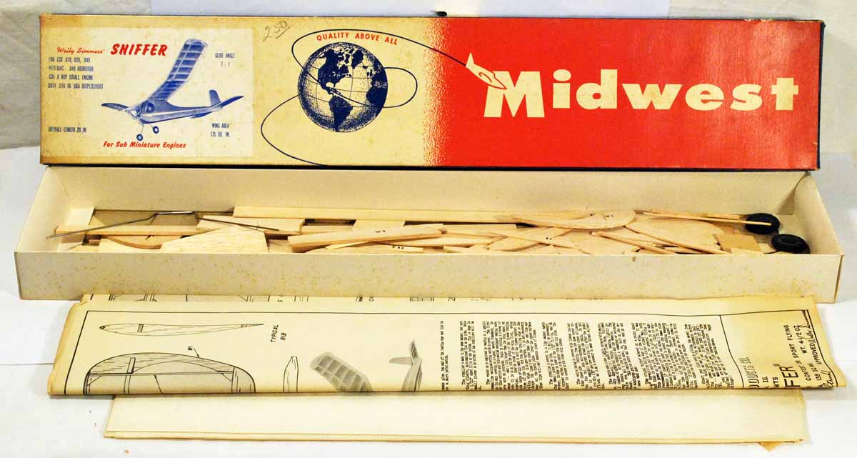 Vintage Midwest SNIFFER Free Flight Wood Flying Model Airplane Kit! eBay