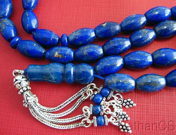 PRAYER BEADS TESBIH  KOMBOLOI OVAL LAPIS & STERLING