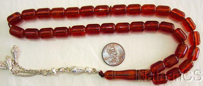PRAYER BEADS KOMBOLOI COGNAC AMBER SPECIAL CUT