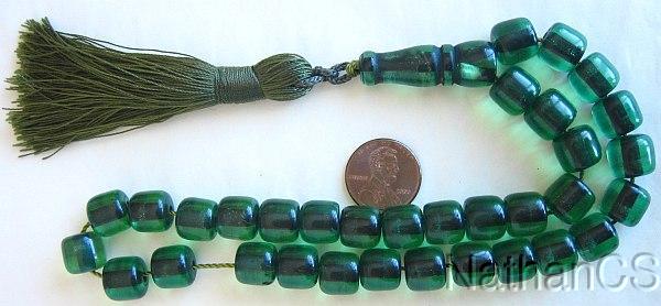 ISLAMIC PRAYER WORRY BEADS TRANSPARENT GREEN SANDALOUS