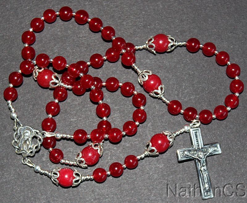 CATHOLIC ROSARY PRAYER BEADS GENUINE RUBY & STERLING | eBay