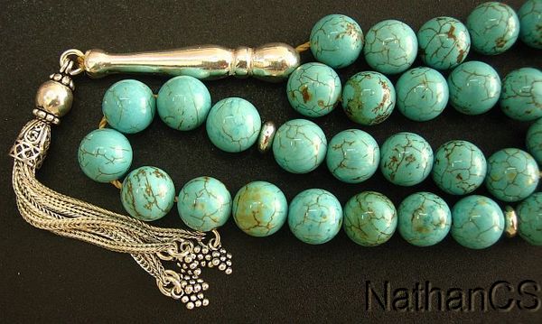 PRAYER BEADS SUBHA TASBIH LIGHT DRAGON SKIN TURQUOISE 