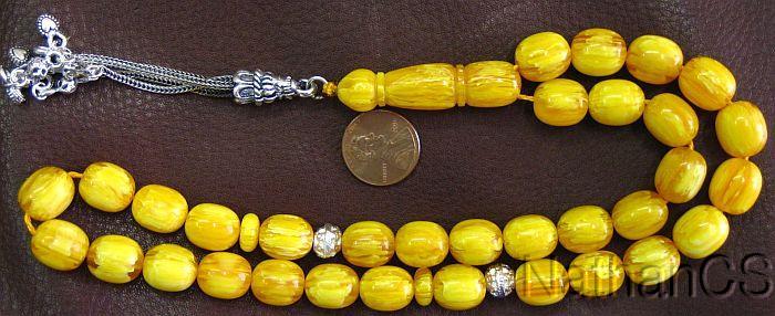 PRAYER BEADS KOMBOLOI SWIRLING BUTTERSCOTCH AMBER 