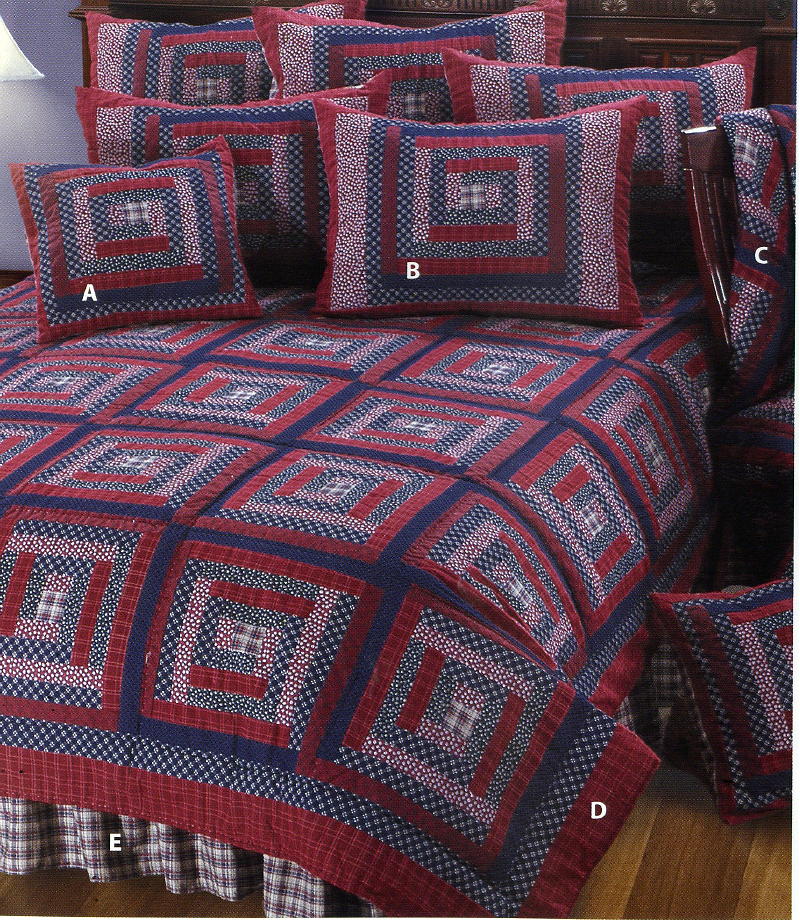 Blue Ridge Cabin Quilt - 2 Shams Only