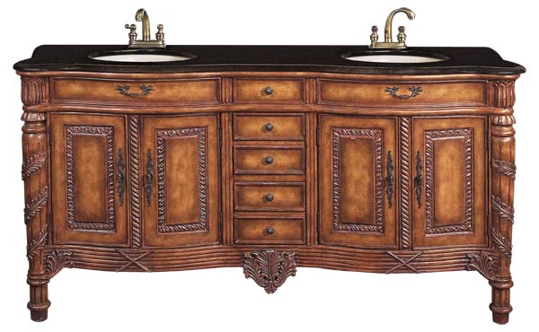 Kate Double Sink Marble Top Vanity W/Sink Faucet