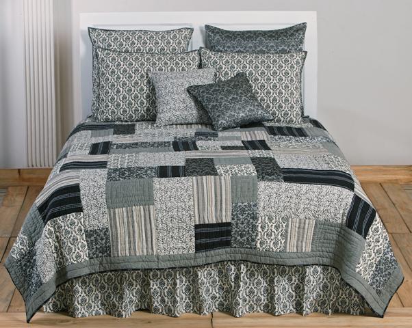 Patchwork Black Brocade Luxury Quilt Queen 4Pcs Set New