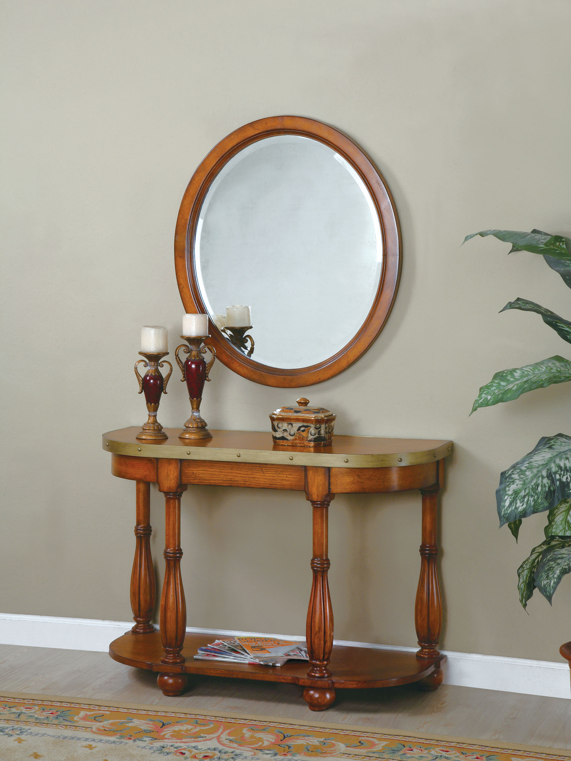 Woodland Oak Antiqued Brass Soft Oval Mirror