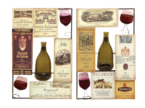 13572 - Set/2 Wine Metal Wall Plaq.