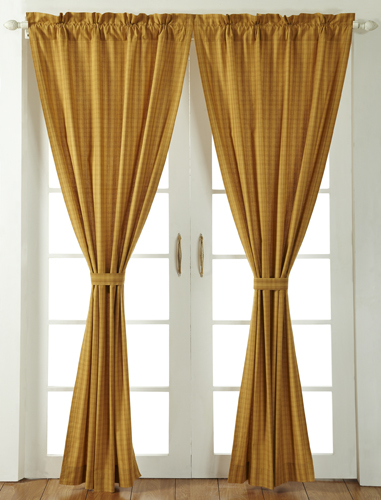 Welcome Gold yellow Curtains Set/2 Panels Each 40"x84"