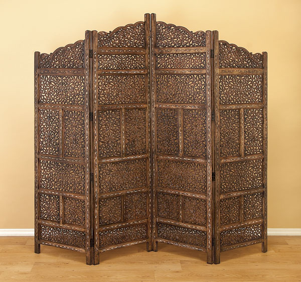 Villa este Wood Room Divider 4 Panel Carved Screen New