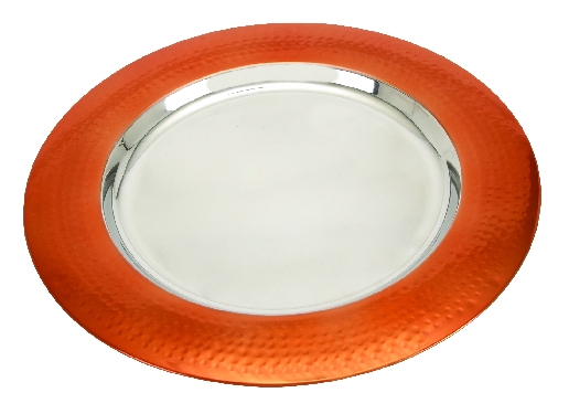 Lot/ 18 Orange Steel Charger Plates 12"