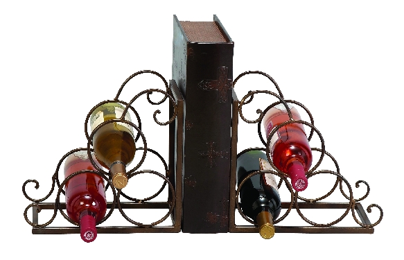34750 - Metal Wine Rack And Bookend 12x11.