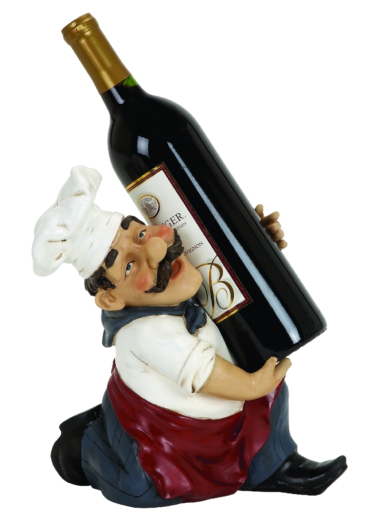 Chef Figurine Wine Bottle Holder 10"x9".