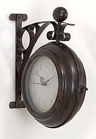 MTL DBL SIDE WALL CLOCK 12"H, 11"W