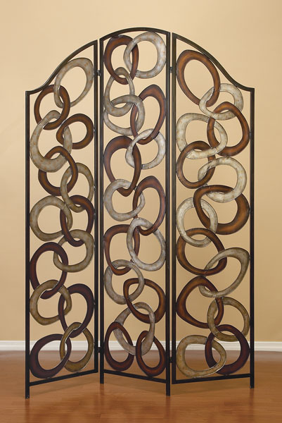 Metal Circle Chain Room Divider 3 Panel Screen New