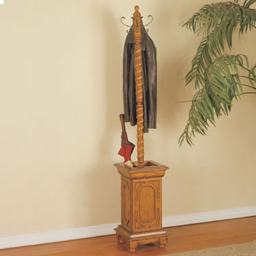 Woodland Oak Hat & Coat Rack with Umbrella Stand