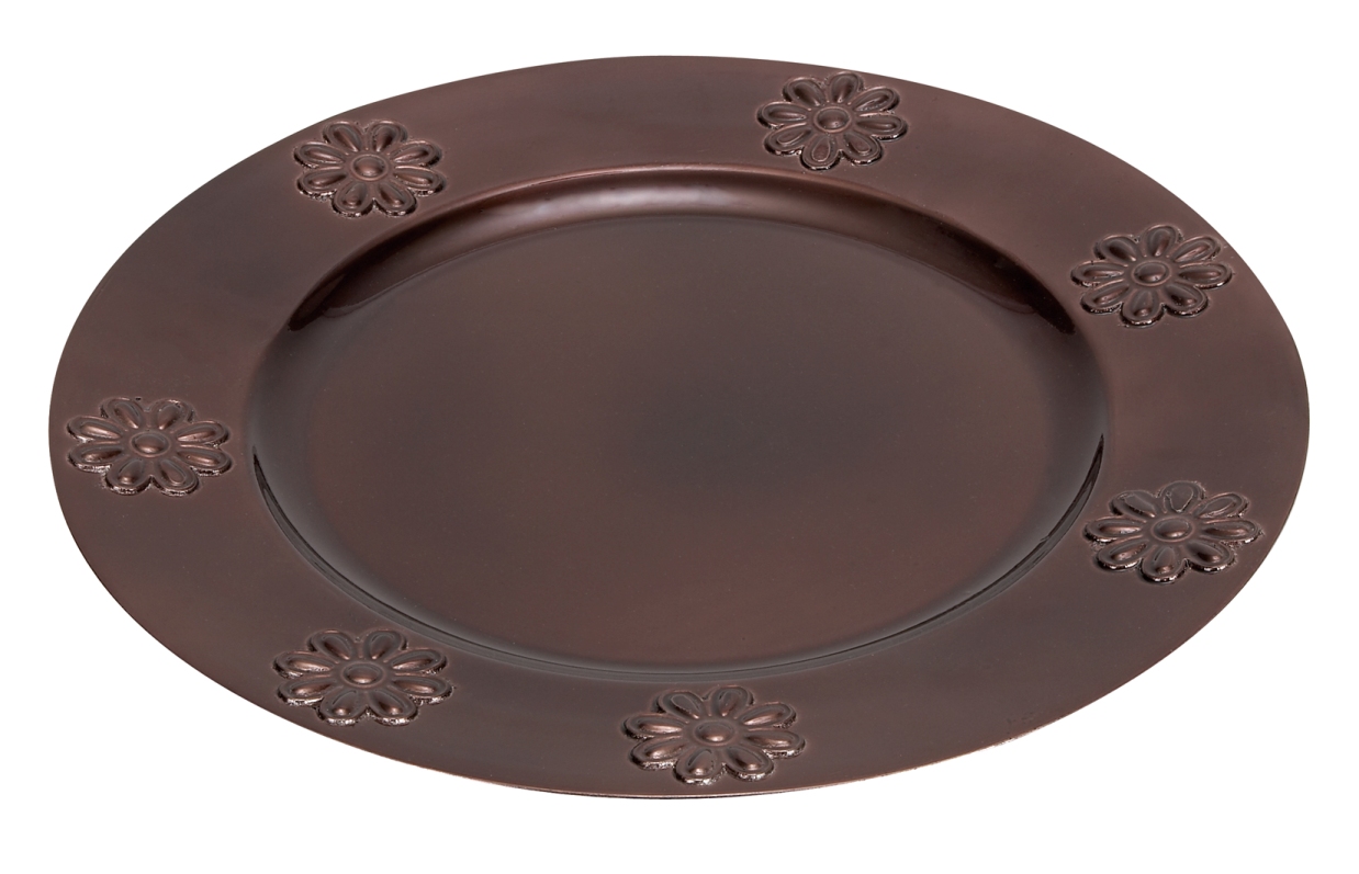 Melamine Lot of 24 FLower Brown Charger 13" Dia