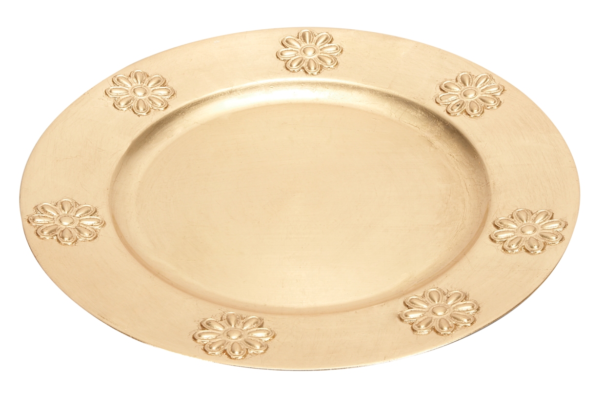 Melamine Lot of 24 FLower Gold Charger 13" Dia