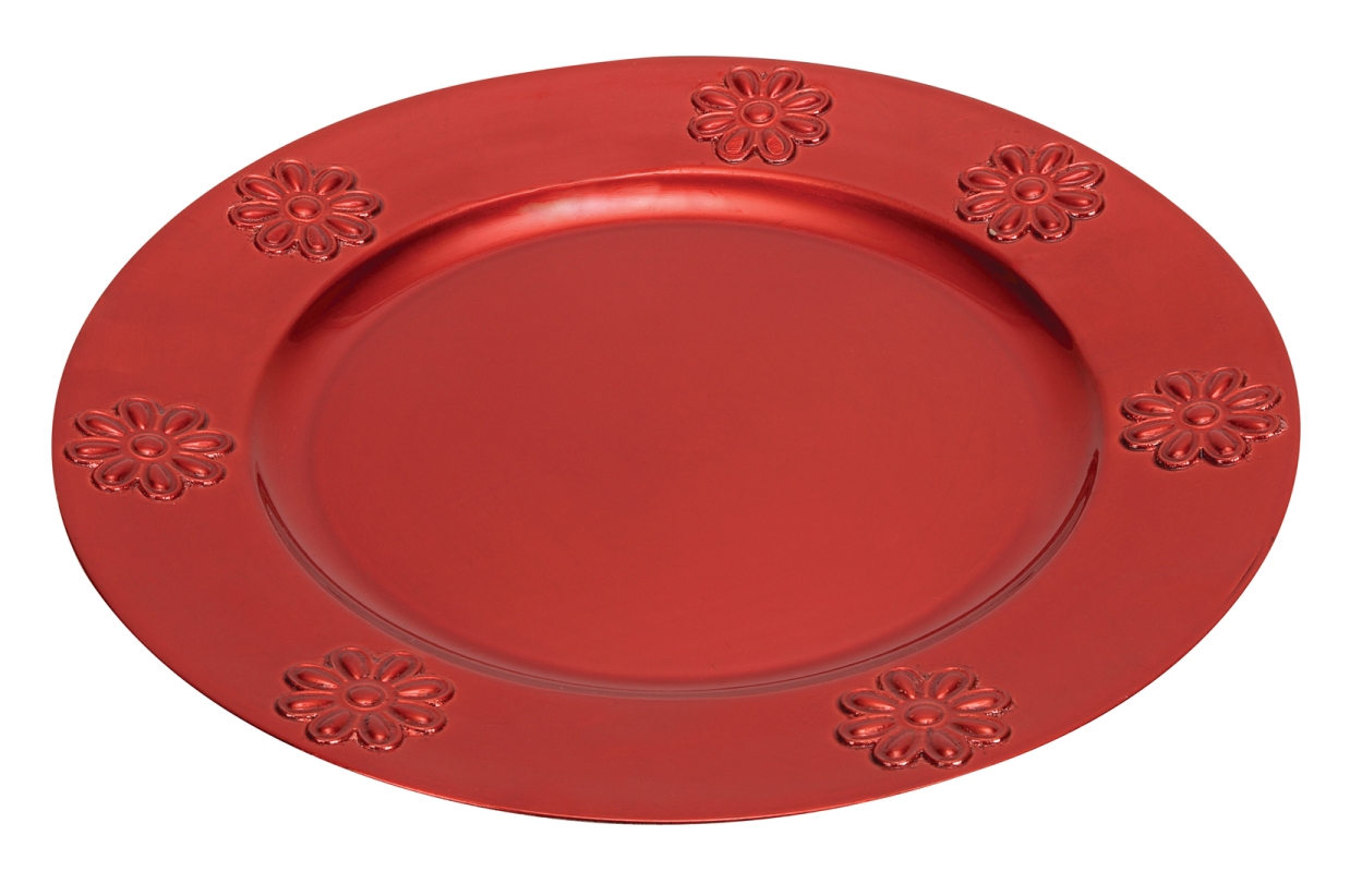 Melamine Lot of 24 FLower Red Charger 13" Dia