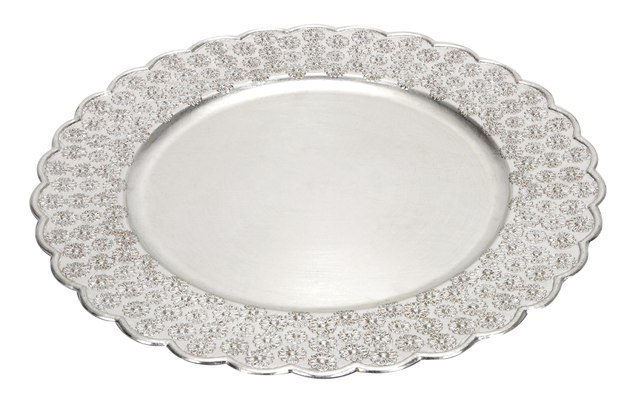 Melamine Lot of 24  Silver Charger 13" Dia