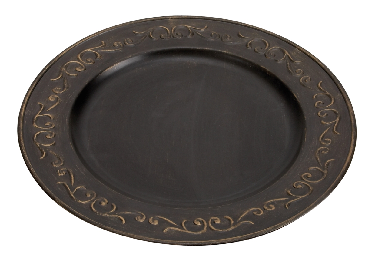 Melamine Lot of 24  Black with Gold  Charger 13" Dia