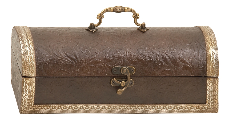 65400 - Wood Leather Wine Carrier Box.