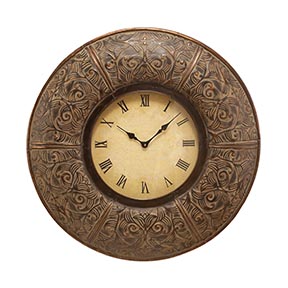 29" Antiqued Heliographic  Metal Art Decor Wall Clock