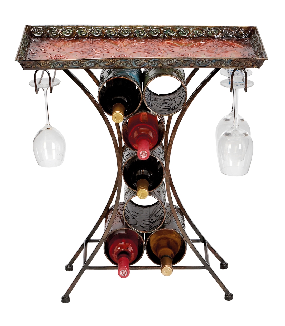 68150 - Metal Wine Table With Wine & Glass Holder.